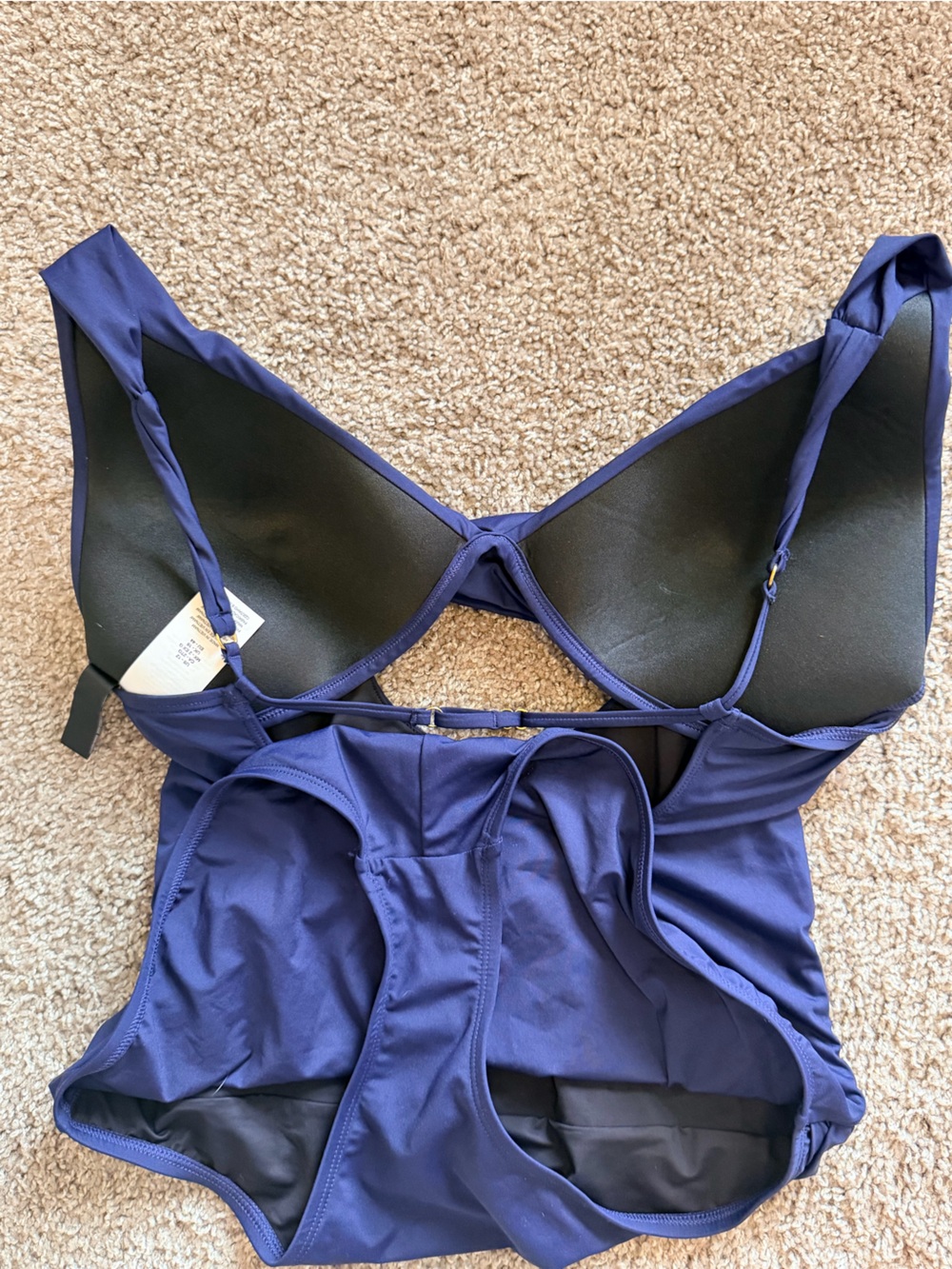 La Blanca Island Goddess One Piece Swimsuit Size 12 Indigo Cross Front Keyhole - Picture 6 of 8
